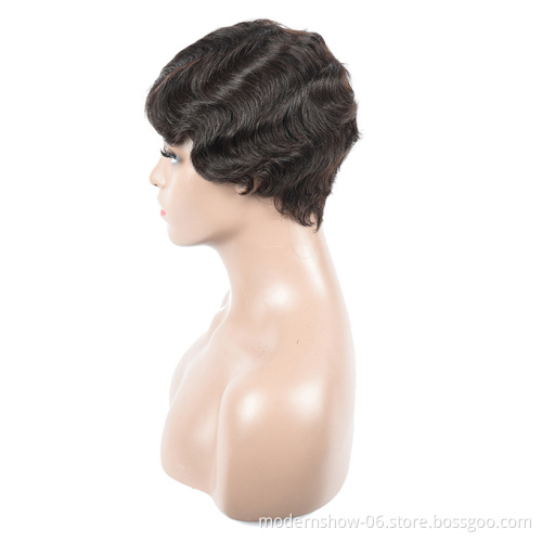 factory customized short pixie colored human hair wigs